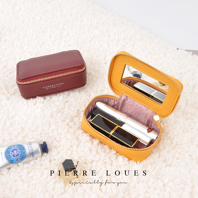 Lipstick Cosmetic Bag With Mirror Makeup Bag Travel Pouch Organizer
