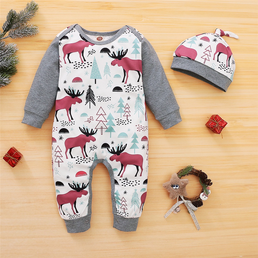 Mikrdoo 01 Year Newborn Baby Boy XMAS Design 2PCS Outfit Set Long