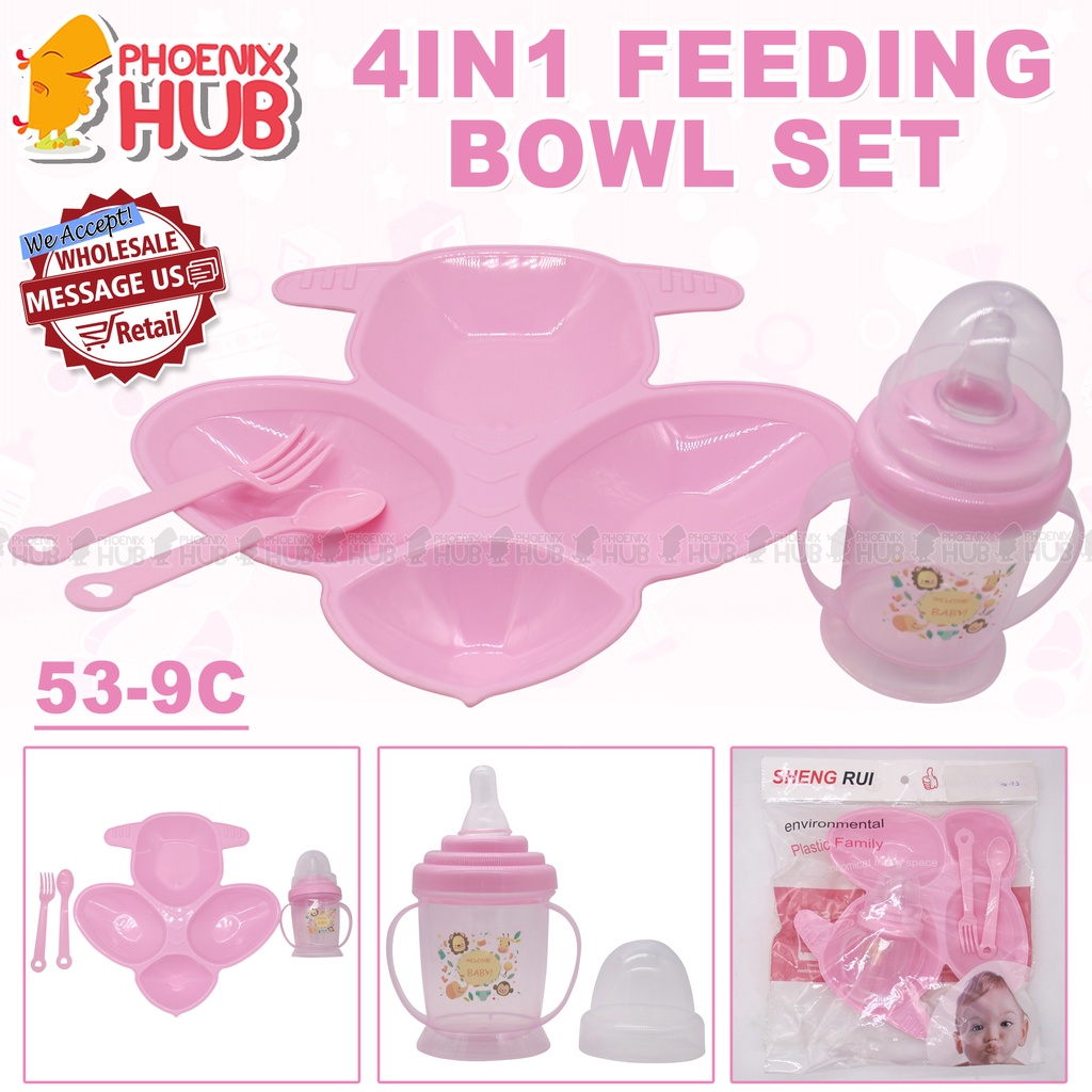 Phoenix Hu 539C Baby Feeding Bowl Set Feeding Plate Spoon Fork Feeding