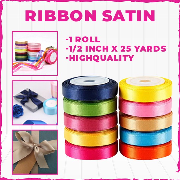 Satin Ribbon Roll 1/2 inch 25 Yards High Quality Ribbon for your crafts