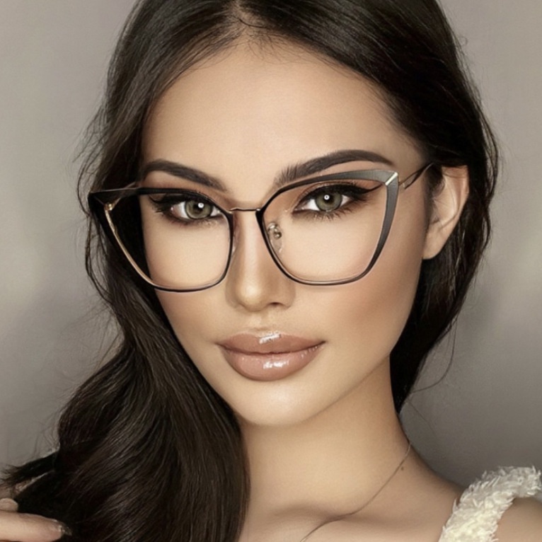 European and American Antiblue Light Metal Cat Eye Glasses Frame the