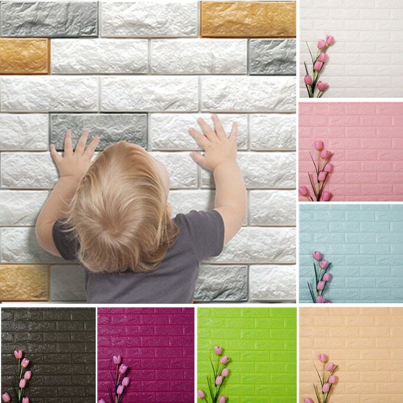 60*30cm DIY 3D Wallpaper Foam Wall Stickers Home Decoration Shopee