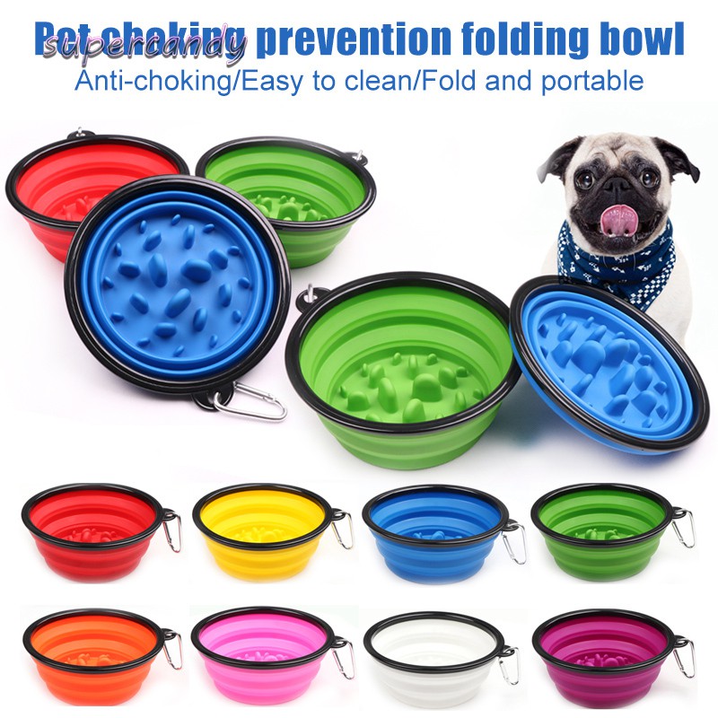 Portable Dog Slow Feeder Bowl Collapsible Pet Slow Eating Bowl Foldable