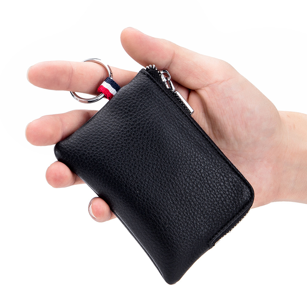 Men's Coin Purse Leather Mini Wallet Soft Leather Zip Coin Driver's