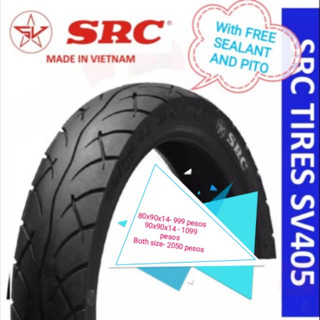 SRC Motorcycle Tires 80x90x14 and 90/9014 SV405 Tubeless Shopee