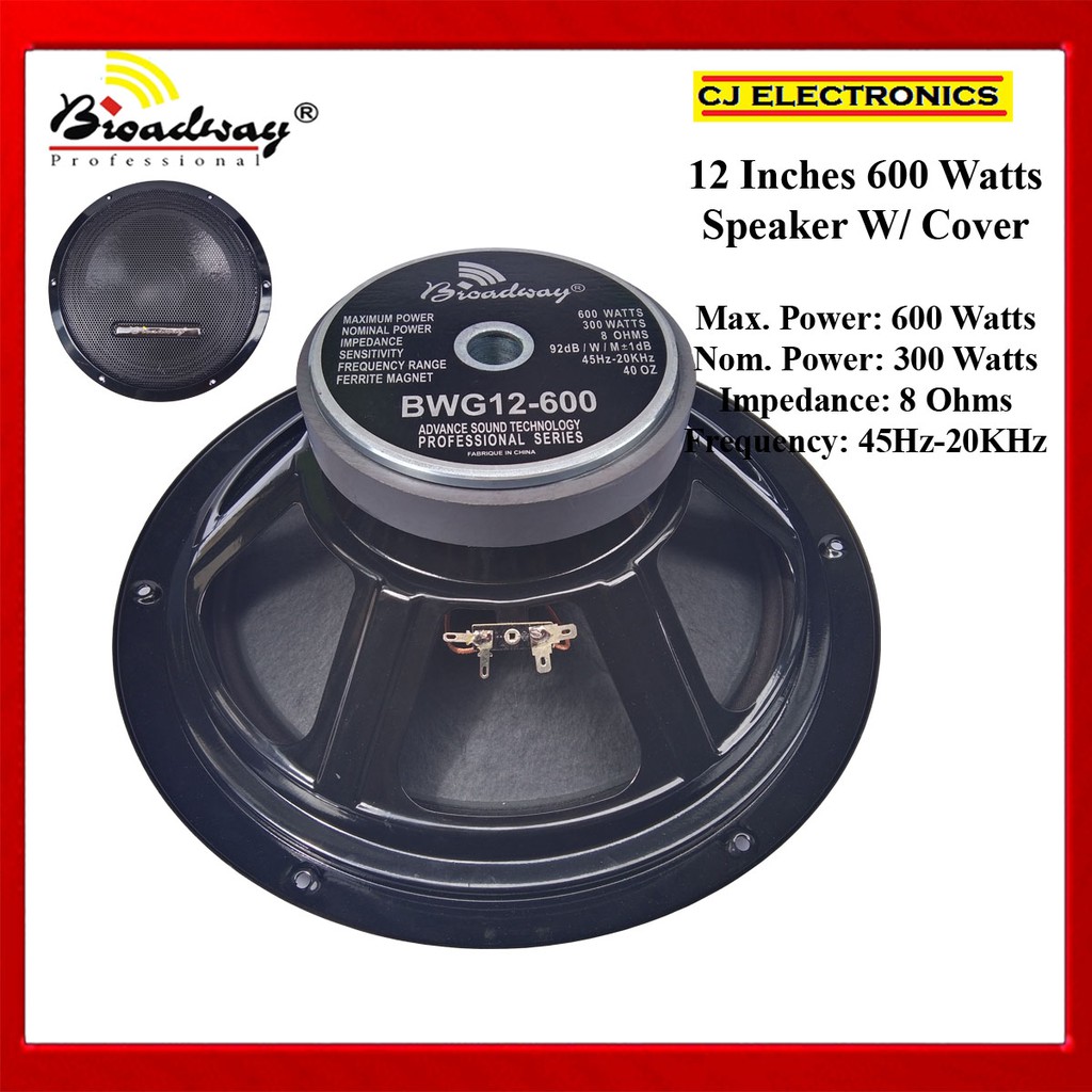 12 Inches 600 Watts Professional Broadway Speaker With Cover BWG12600