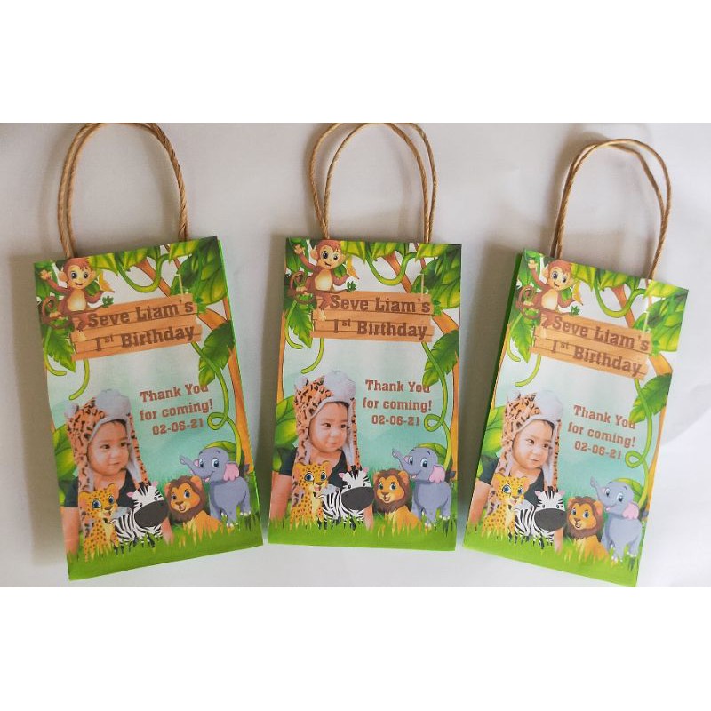 Customized Safari Animals theme loot bag party bag paper bag Shopee