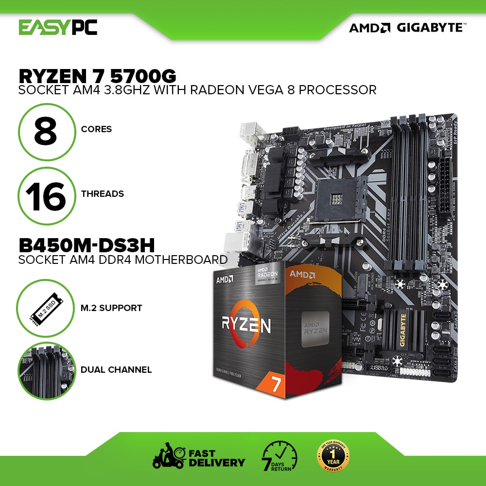 AMD Ryzen 7 5700G G and Gigabyte Motherboard Bundle Shopee Philippines