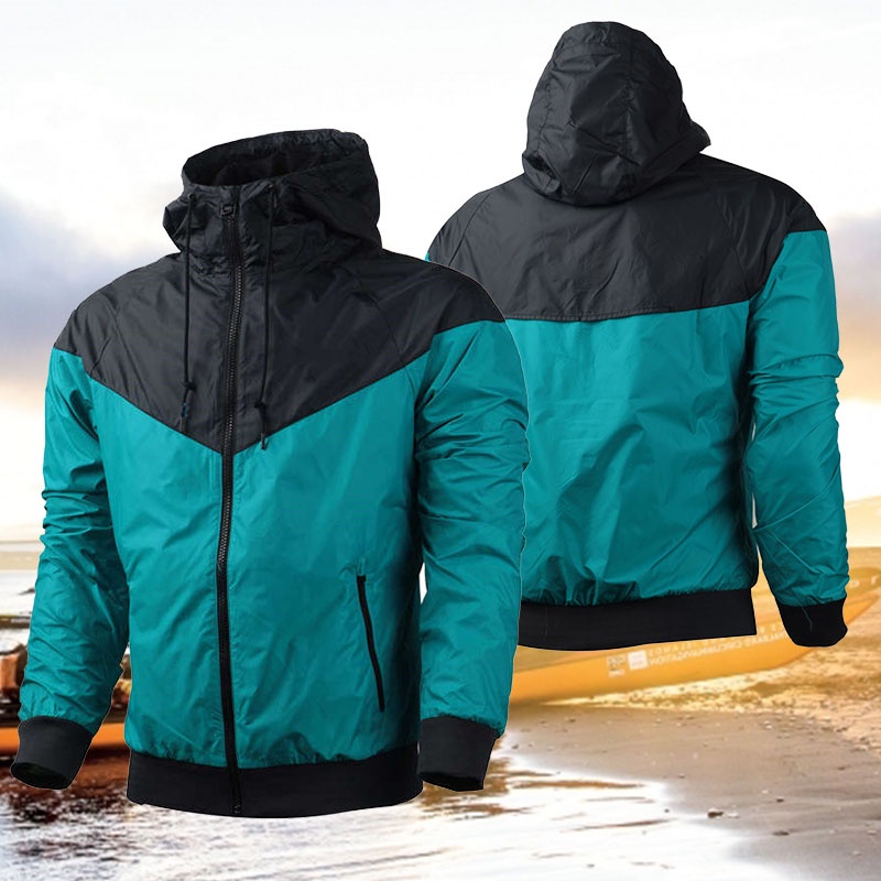Mens Outdoor Hooded Windbreaker Jacket Spring AutumnYouth Coat Tooling
