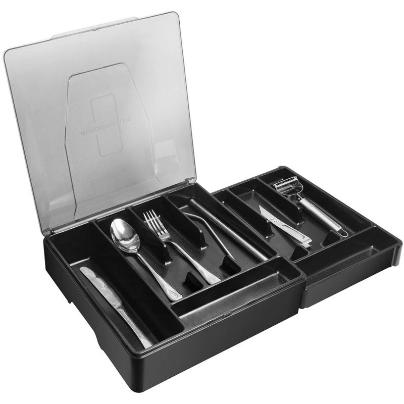NEW STYLE! 2LAYER CUTLERY ORGANIZER WITH LID! TOTAL OF 9 COMPARTMENTS