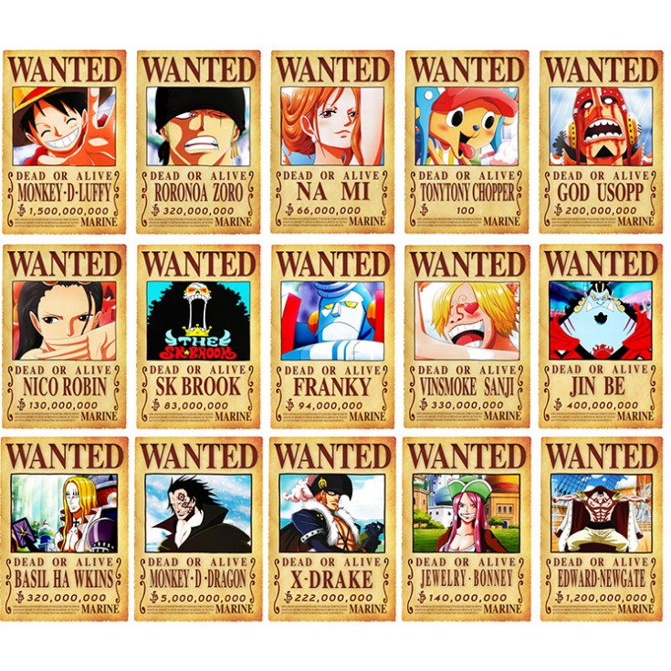 Poster One Piece Luffy Zoro Sanji Nami Robin Chopper Fanky the wanted