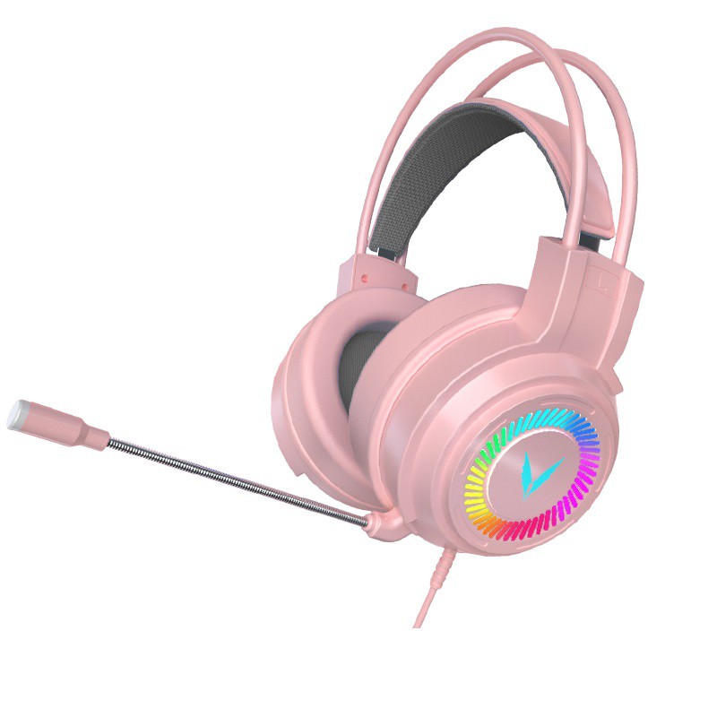 Pink Gaming Headphone LED Gaming Noise Cancelling Headset With
