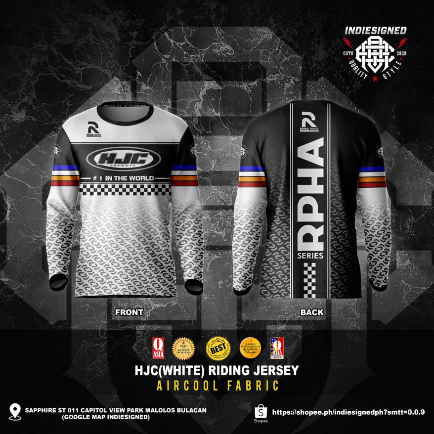 HJC WHITE (PURE AIRCOOL) Motorcycle Riding Jersey Long Sleeves/Bike
