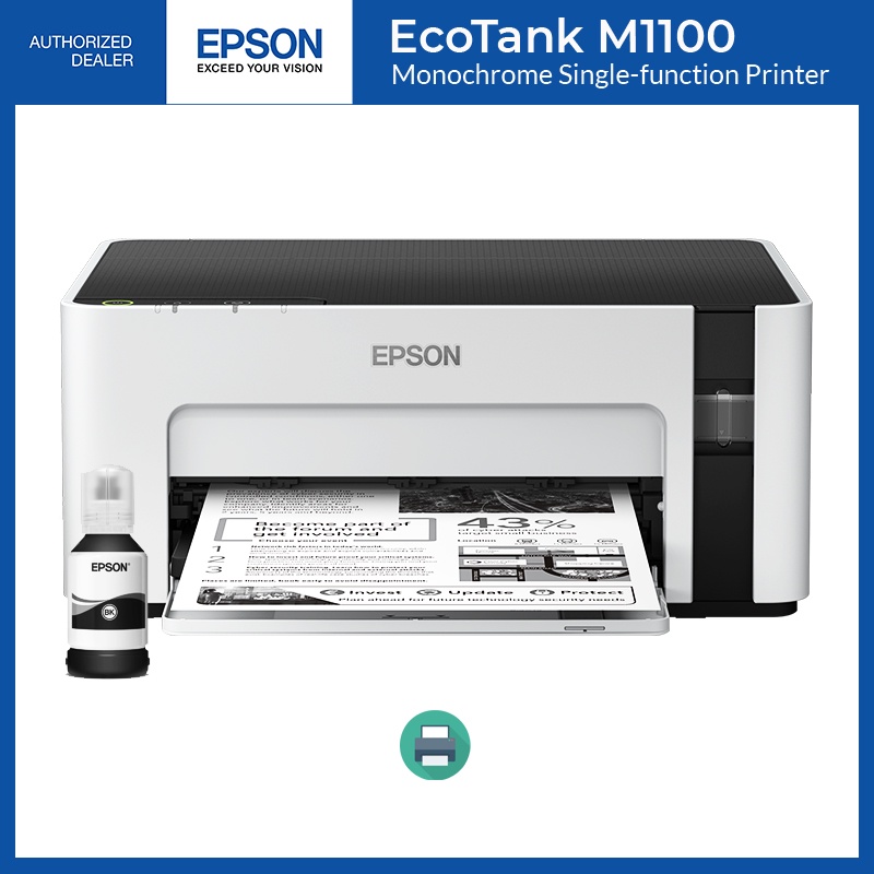 Epson M1100 Monochrome Ink Tank Single Function Printer Only Black