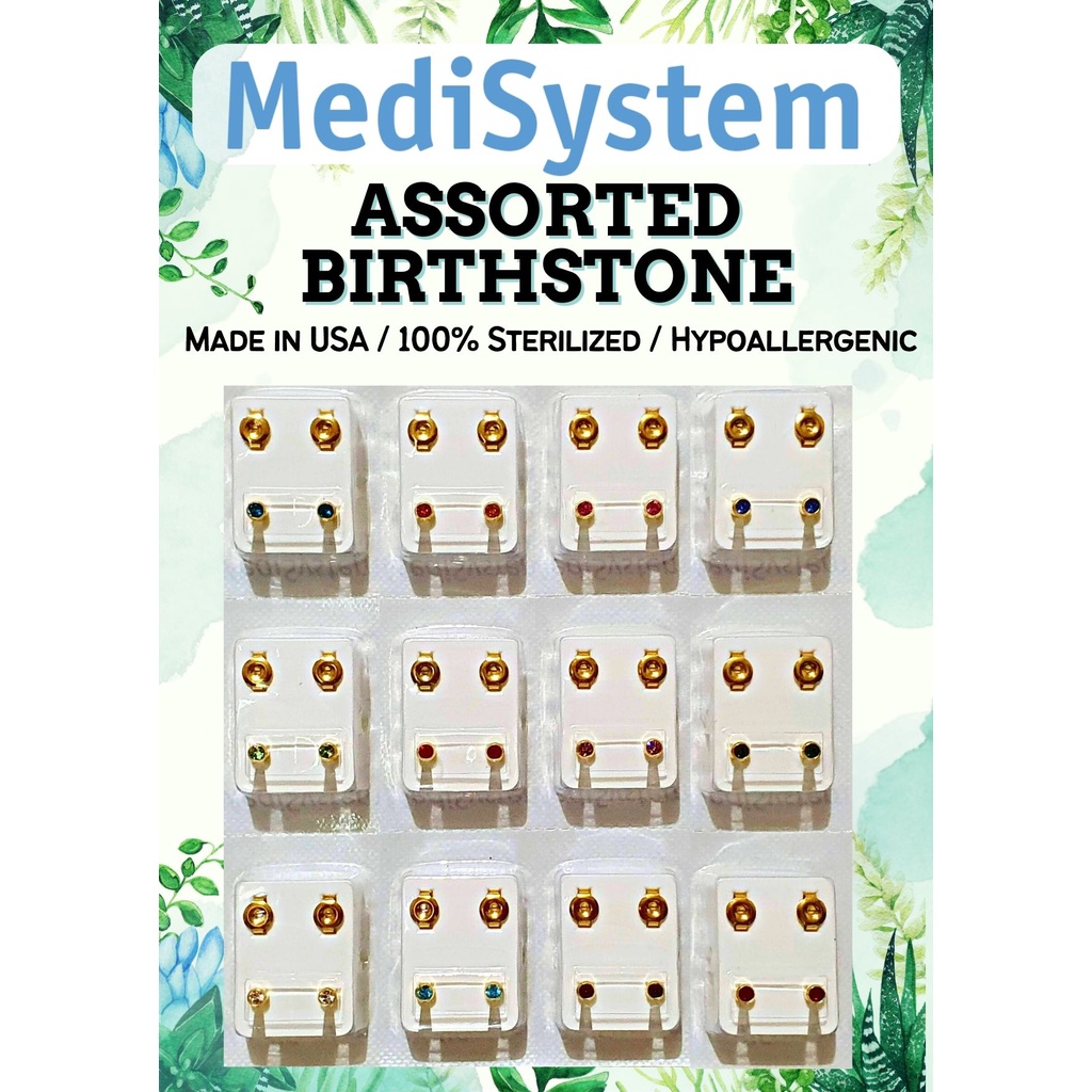 MEDISYSTEM MEDISEPT Assorted Birthstone Sterilized BABY EARRINGS