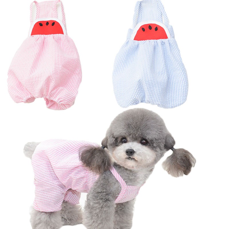 Watermelon Dog Clothes Pajamas Pink/Blue Summer Vest Outfits For Small