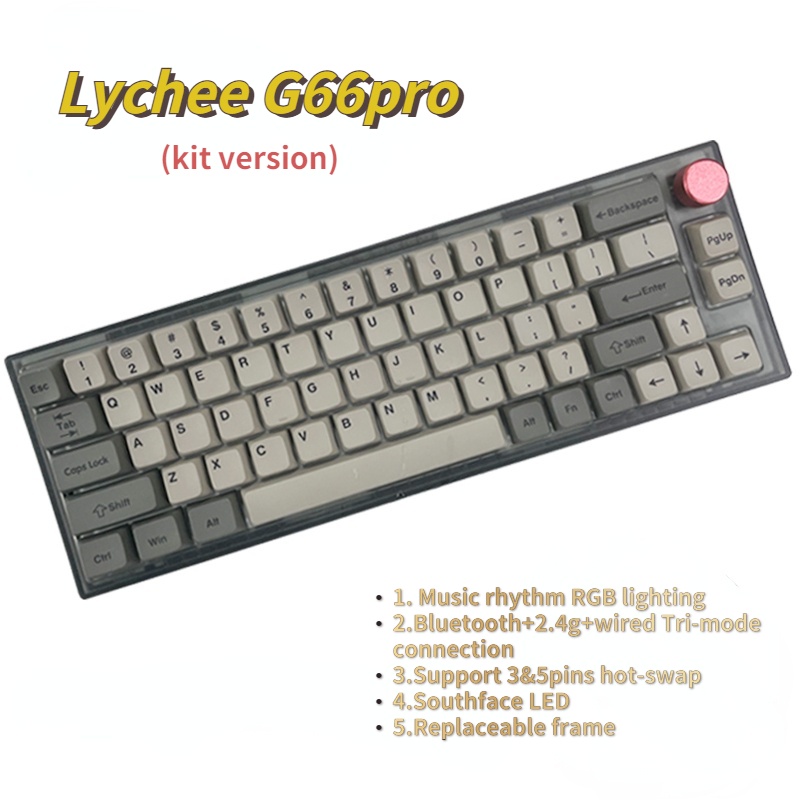 Ready stock! Lychee G66/G66pro barebone kit RGB hot swappable