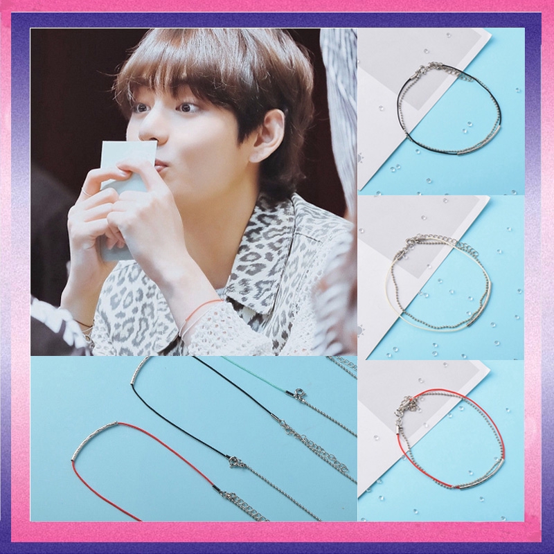Kpop BTS Bracelet JIMIN Jungkook V Leather Red Rope Charm Shopee