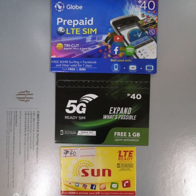 Original Globe Smart Sun Prepaid SIM Card 5G 4G LTE Triple Cut Simcard