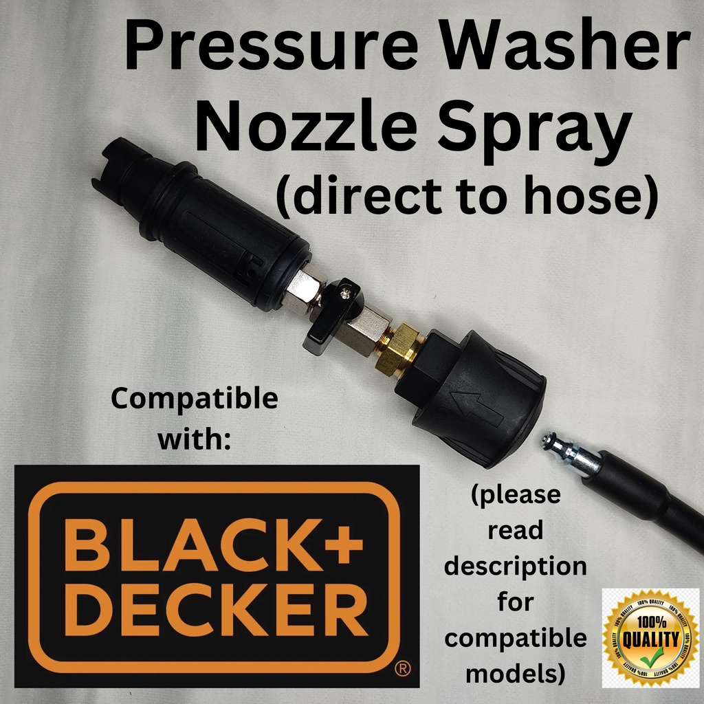 BLACK AND DECKER SHORT NOZZLE SPRAY PRESSURE WASHER DIRECT TO HOSE