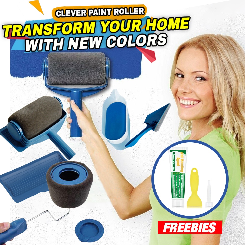 Buy 1 6in1 ROLLER Set Tool Paint Clever Paint Brush w/ Flocked Edger