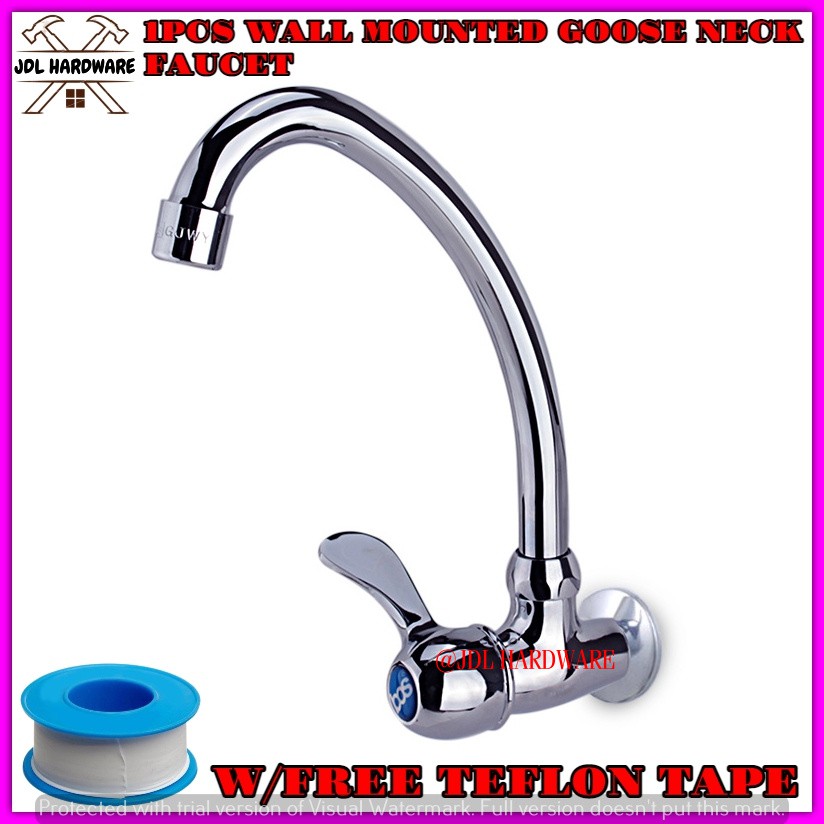 0804+1206 1PCS Goose Neck Wall Type Faucet Wash Basin Faucet Kitchen