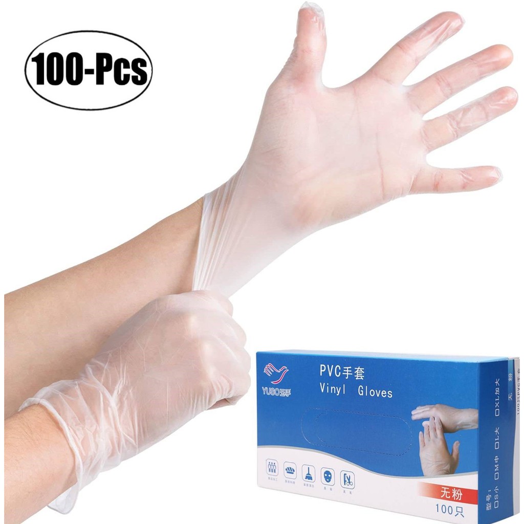 100PCS Disposable Vinyl Gloves PVC Latex Food Prepare Food Handling