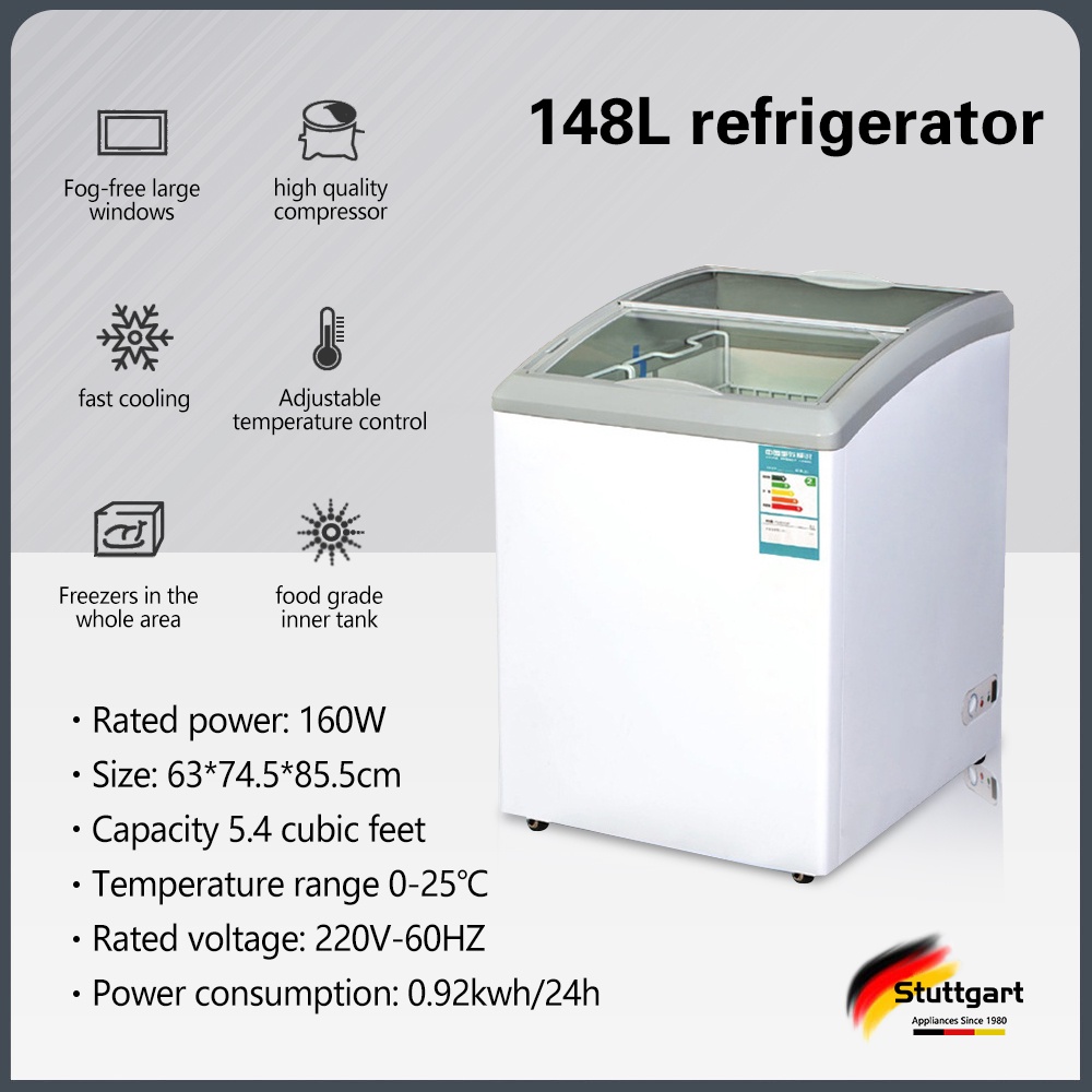 160W commercial small freezer 148L convenience store horizontal ice