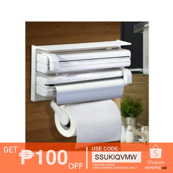 3 in 1 Kitchen Triple Paper Dispenser/ Foil/ Cling Wrap/Holder Shopee