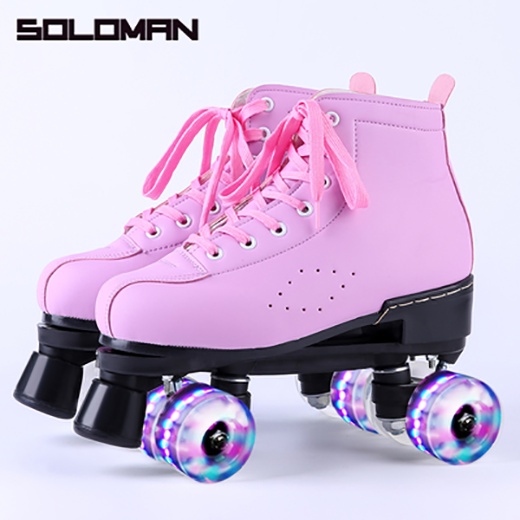 SOLOMAN Roller Skates Leather Fabric PU Wheel Roller Skates Adult Roller Skates Roller Skates 4