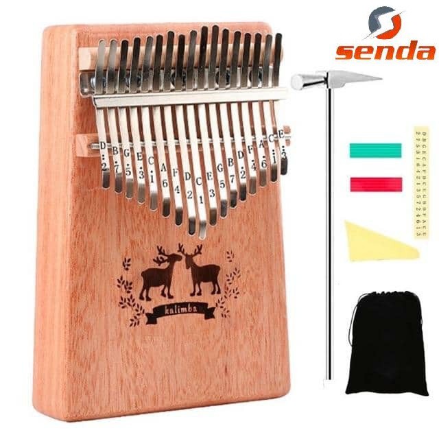 Senda Kalimba 17 Keys Thumb Piano and Tune Hammer, Portable Mahogany