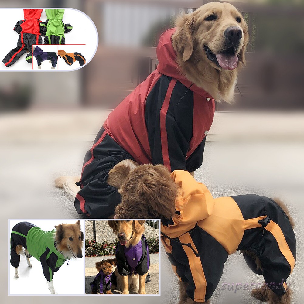 Pet Dog Clothes Rain Snow Coats Waterproof Raincoats 4 Legs Raincoat