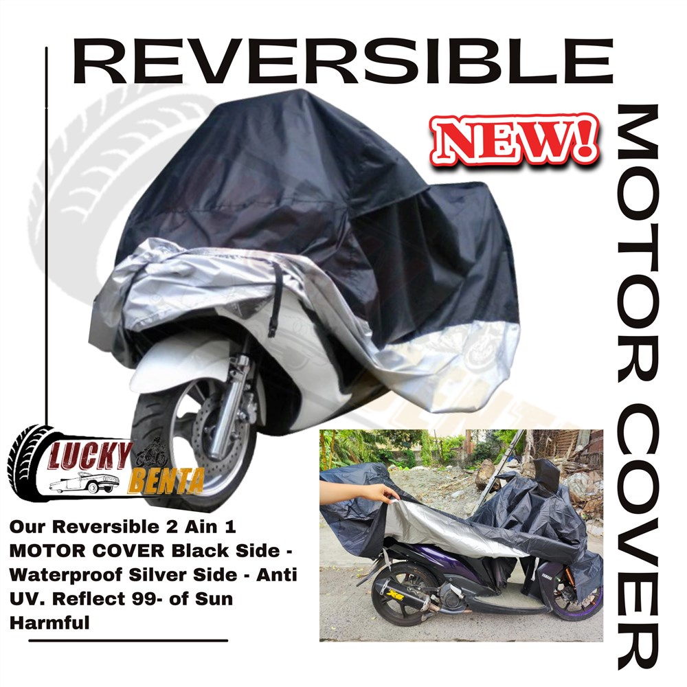 LB MOTOR COVER FOR HONDA CLICK 125i BLACK AND SILVER REVERSIBLE MOTOR
