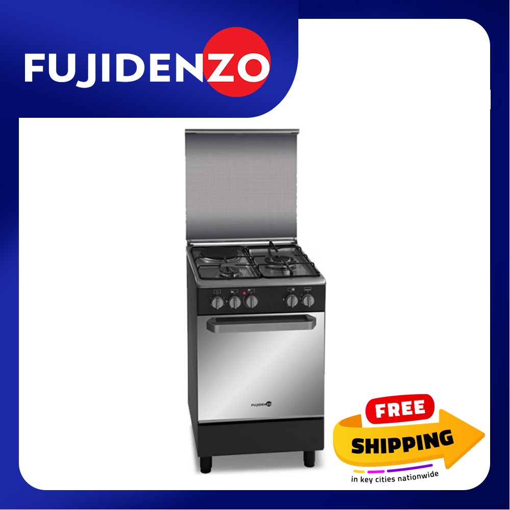 Fujidenzo 50 x 55 cm, 2 Gas Burner + 1 Electric Hot Plate Cooking Range with Rotisserie