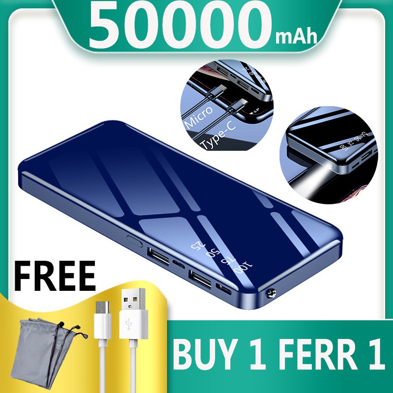 ready stock original 50000mah powerbank Super Slim Powerbanks 2.1A Fast
