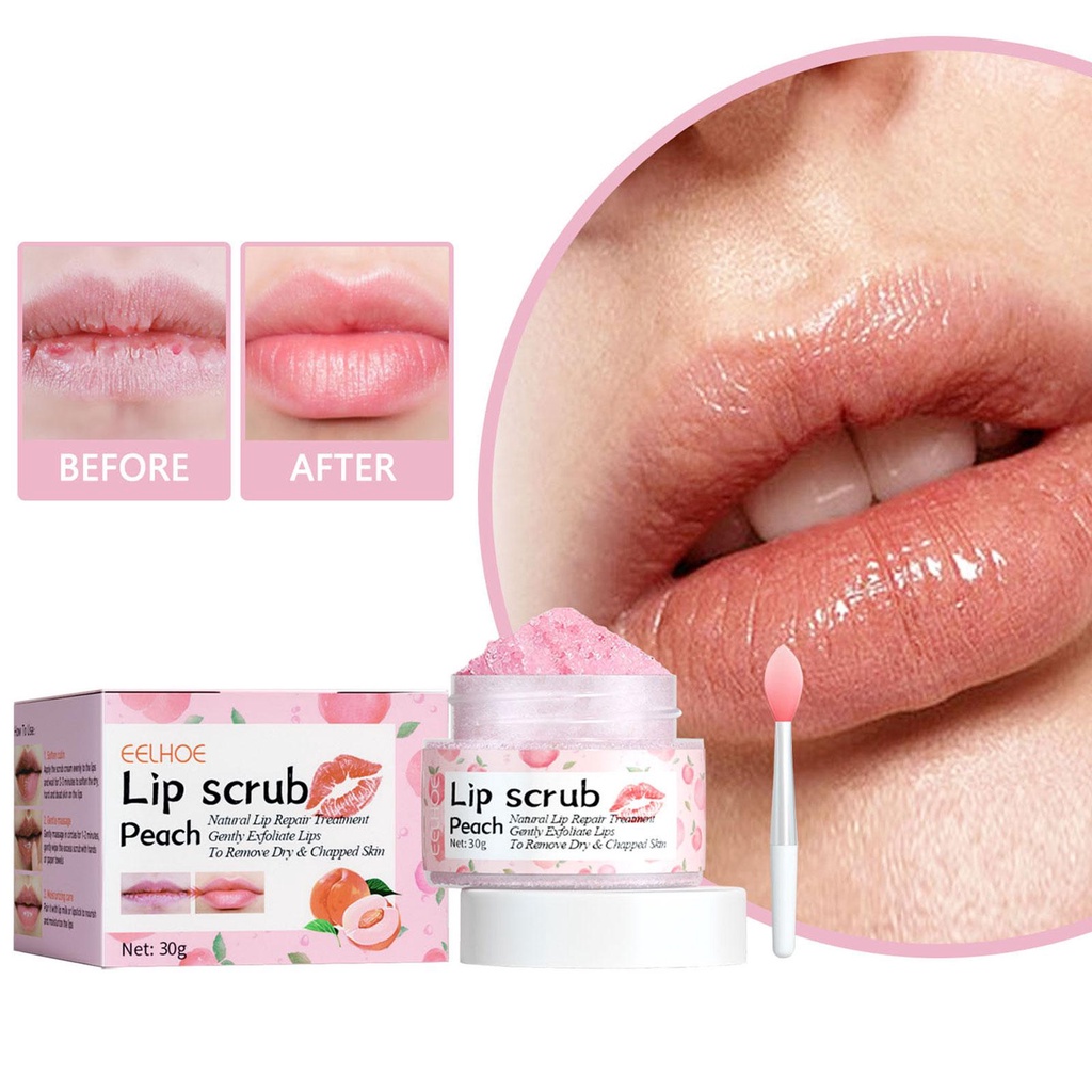 EELHOE Peach Lip Scrub Lightening Lip Lines Moisturizing Removing Dead