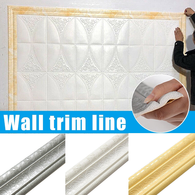 3D Self Adhesive Wall Trim Line / Border Stickers/ Waterproof DIY Home Wall Paper /Decorative