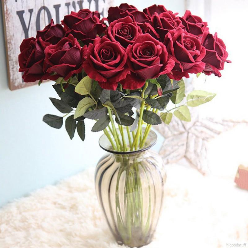 1pc Artificial Flowers Fake Silk Plastic Rose Flower Arrangement For