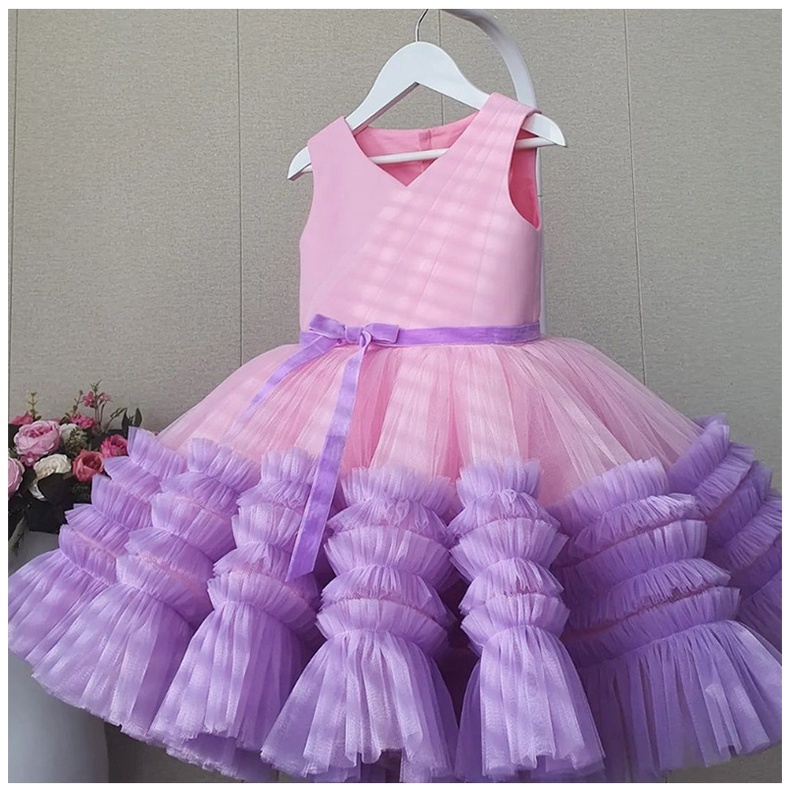 Princess Dress for Kids Girl 2 Years Old Birthday Outfit Pink Purple