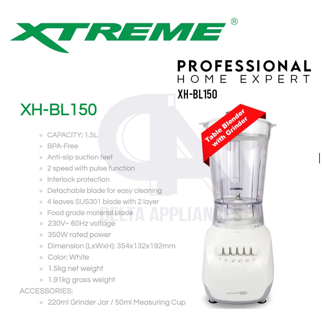 Xtreme XHBL150 (white) Blender 1.5L Shopee Philippines