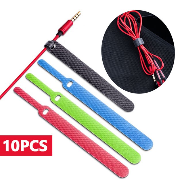 10 PCS Velcro Cable Strap, Reusable Velcro Cable Ties Adjustable Cable