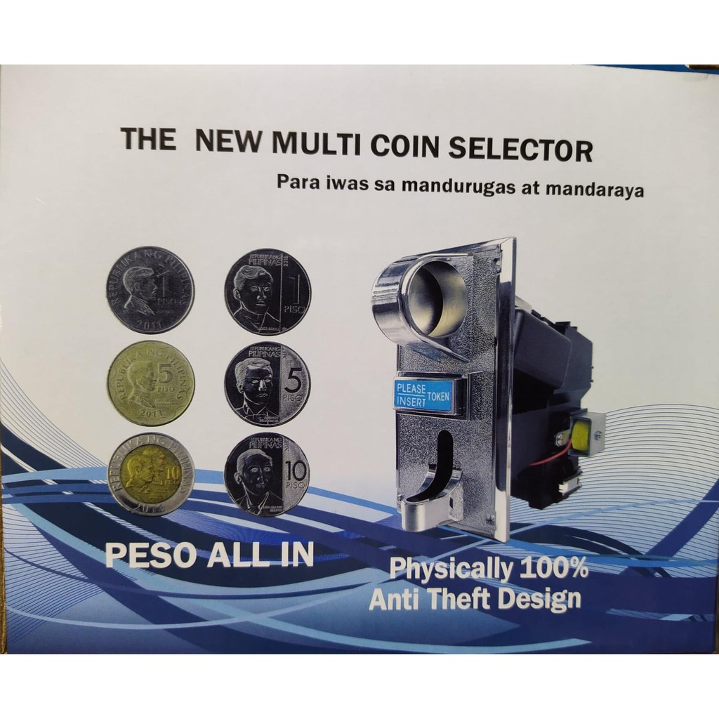 Universal Multi Coin Slot Selector ( anti theft / hook design) with