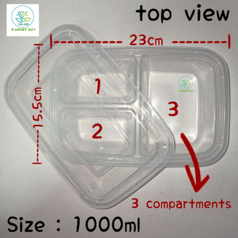 Microwavable Plastic Container 1000ml (5pcs) Shopee