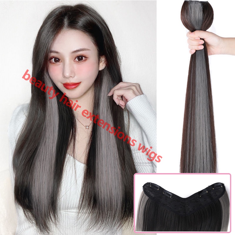 Wig Clip Hair Extension Super Thick 24 Inch Long Straight Hair Pieces With 4 Clips Highlight