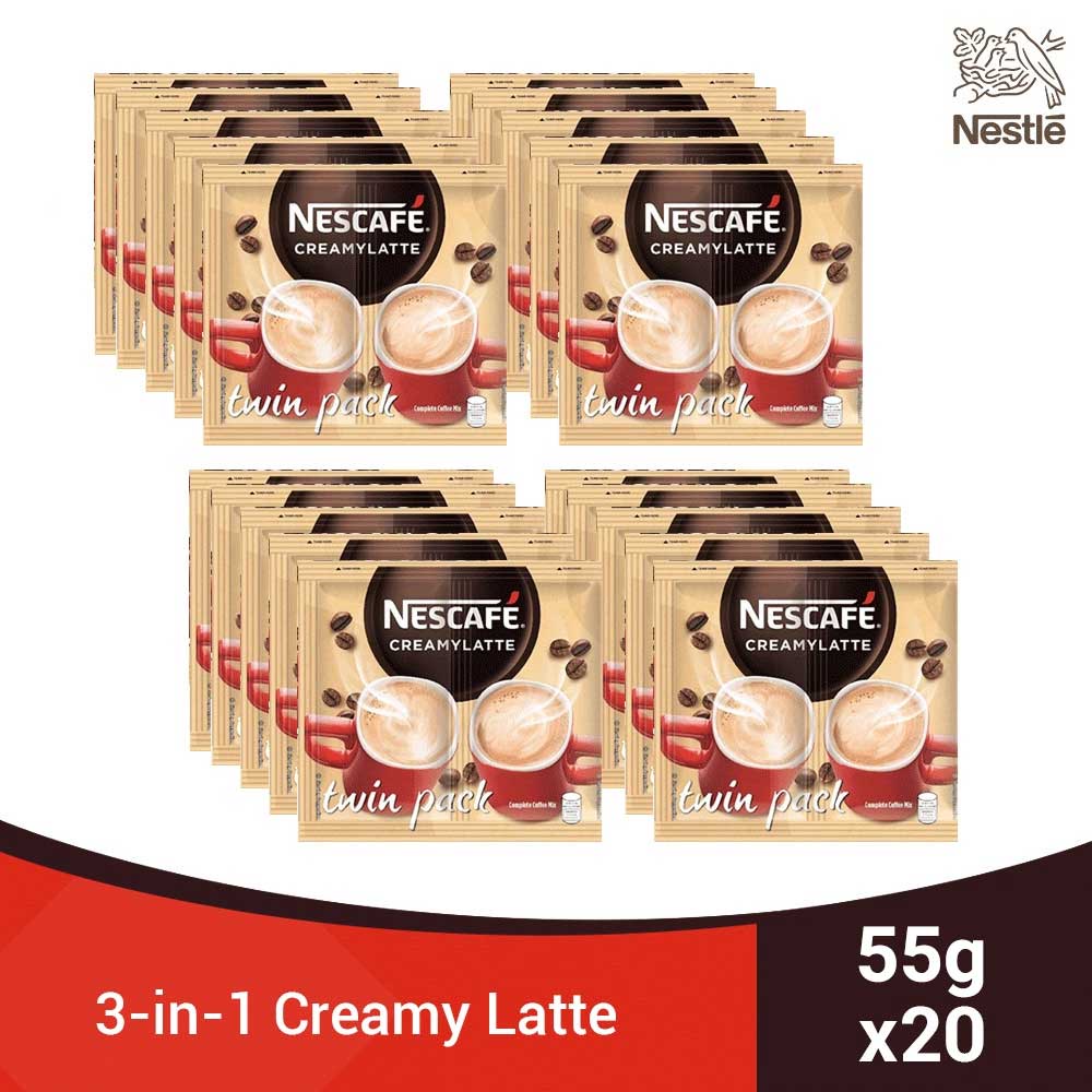 NESCAFE Creamy Latte 3in1 Coffee Twin Pack 55g Pack of 20 Shopee