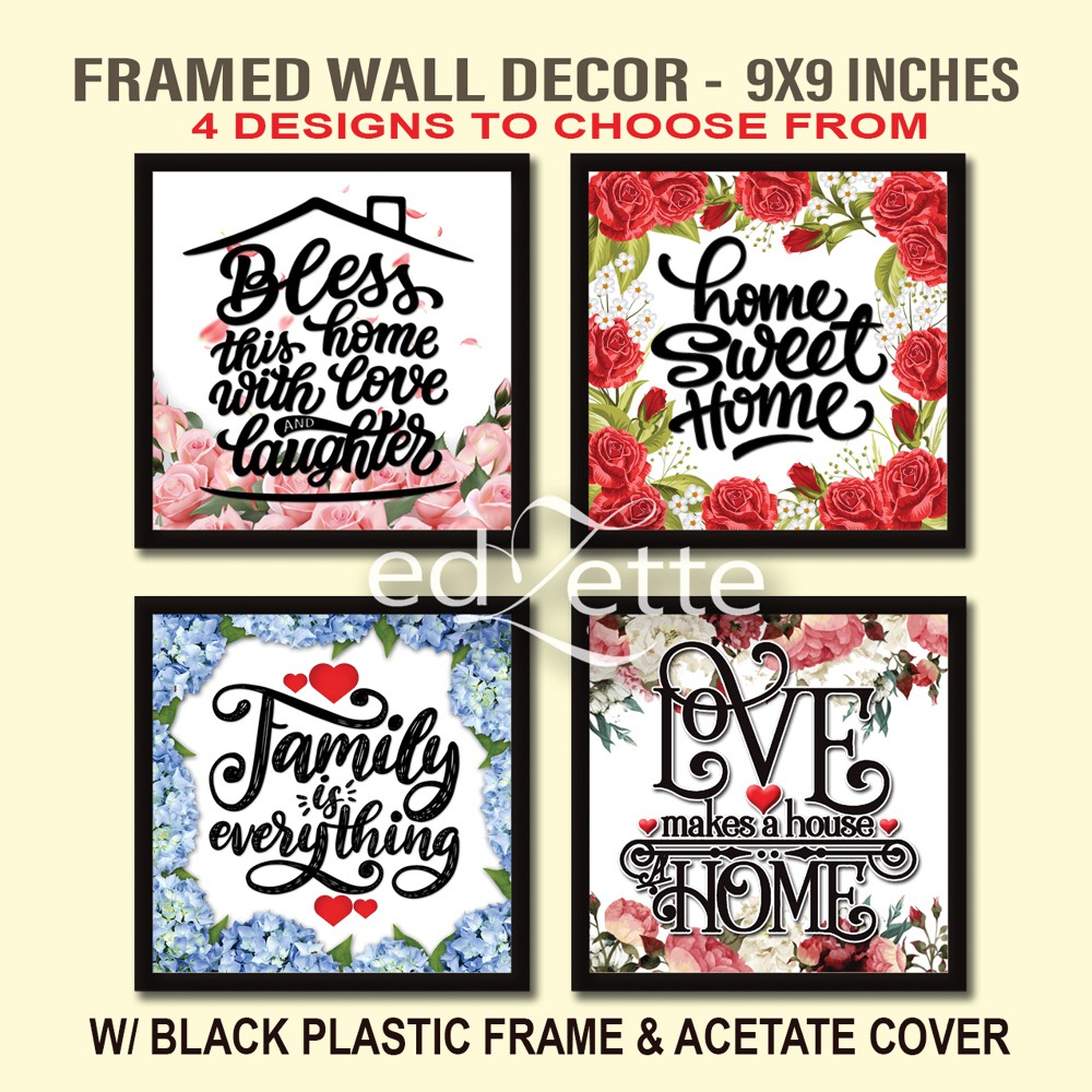 HOME SWEET HOME Wall Decor (9X9 w/ FRAME) Inspirational quotes Bible