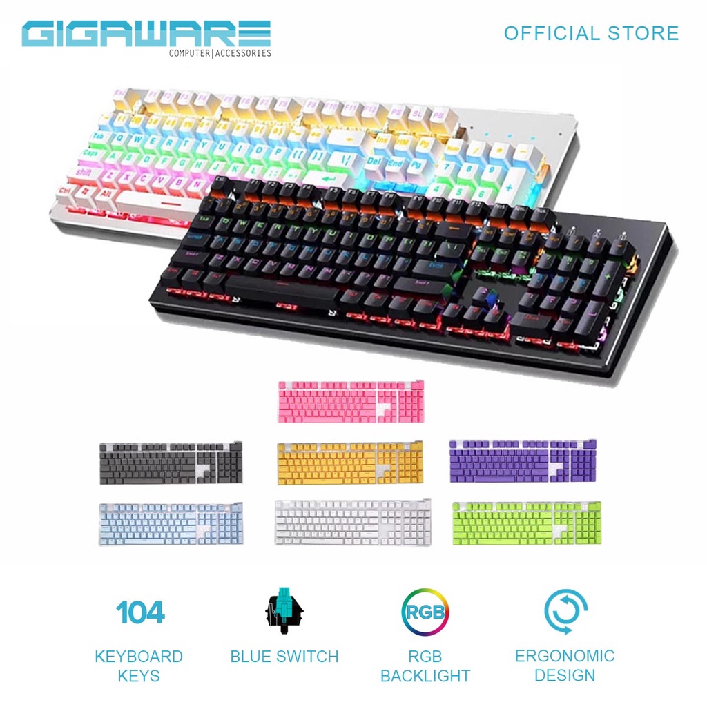 Gigaware K880 Mechanical Keyboard 104 Key RGB Backlight Gaming Keyboard