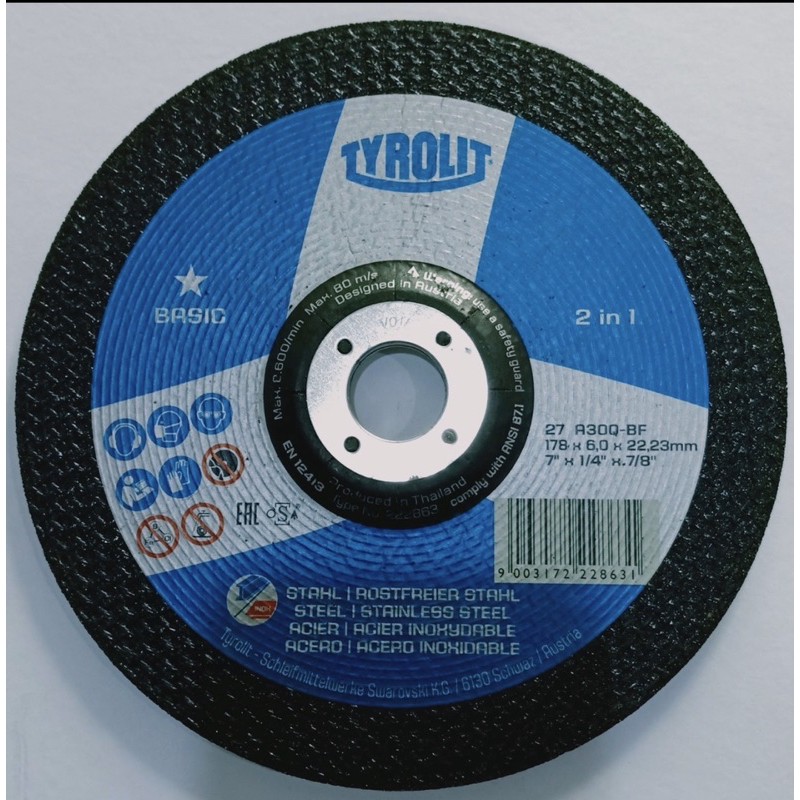 TYROLIT Basic Grinding Disc 7" & Cutting Disc 7" (Genuine Tyrolit) SOLD PER PIECE Shopee
