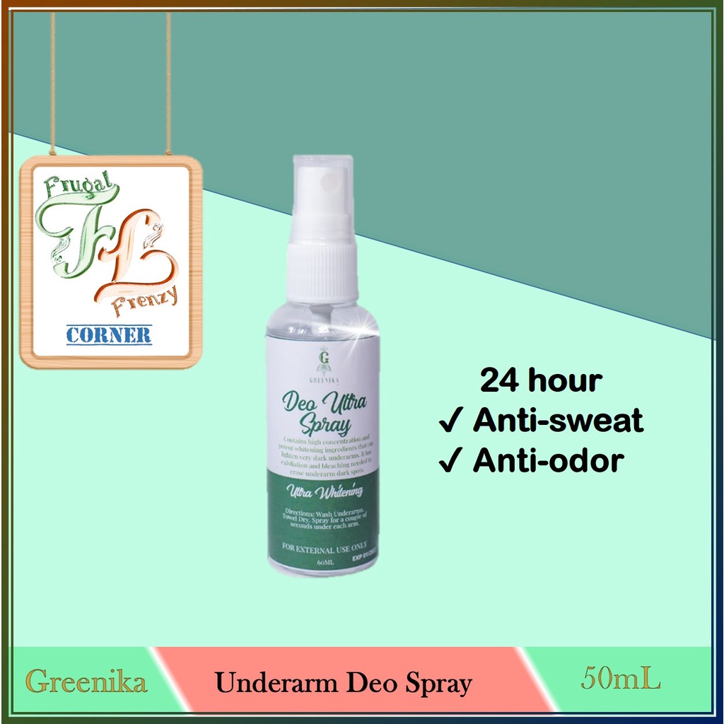 Greenika Underarm Whitening Deodorant Spray 24 hours antisweat and