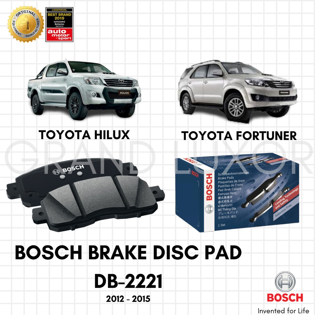 Bosch Front Brake Disc Pad for Toyota Hilux and Toyota Fortuner (Db